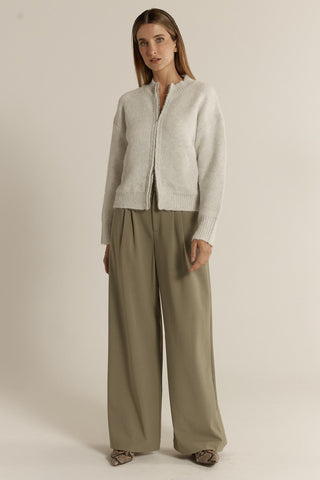 Fate & Becker Lumi Zip Up Jumper - Snow Marle | Pink Poppies