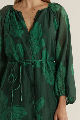 Fate & Becker Lyn Tiered Dress - Evergreen | Pink Poppies