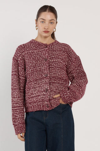Fate & Becker Quinn Boucle Bomber - Burgundy | Pink Poppies