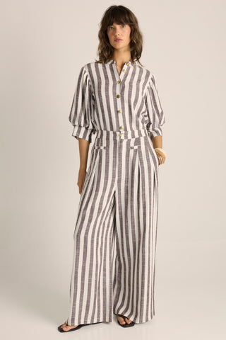 Fate & Becker Saskia Pant - Brown Stripe | Pink Poppies