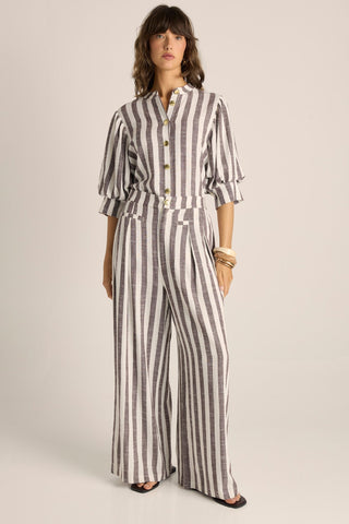 Fate & Becker Saskia Pant - Brown Stripe | Pink Poppies