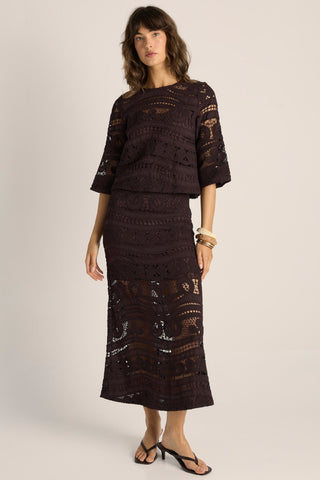 Fate & Becker Skirt Gaia Lace- Chocolate | Pink Poppies