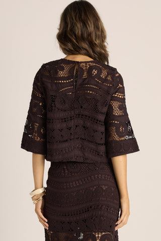 Fate & Becker Skirt Gaia Lace- Chocolate | Pink Poppies