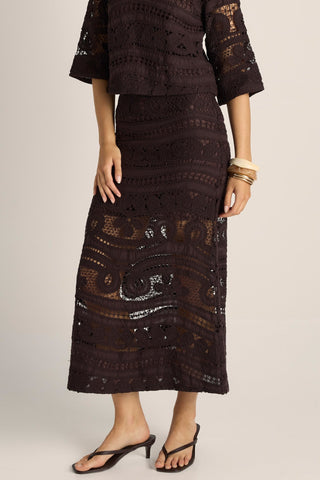 Fate & Becker Skirt Gaia Lace- Chocolate | Pink Poppies