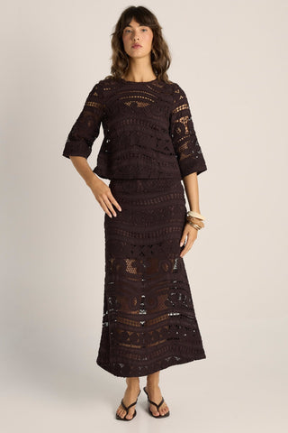 Fate & Becker Skirt Gaia Lace- Chocolate | Pink Poppies
