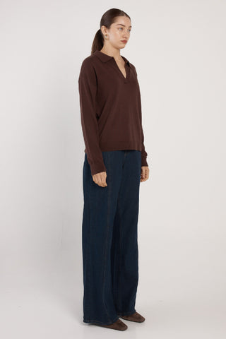 Fate & Becker Solenne Polo Knit - Chocolate | Pink Poppies