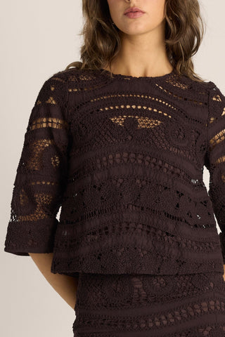 Fate & Becker Top Gaia Lace- Chocolate | Pink Poppies