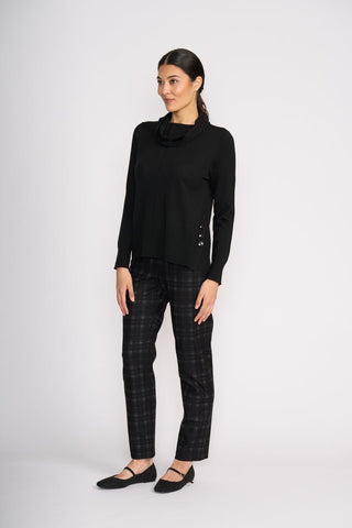 Foil Detail Driven Sweater - Black | Pink Poppies