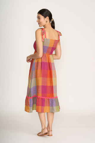 Foil Dress Moral Fibre Fiesta Check | Pink Poppies