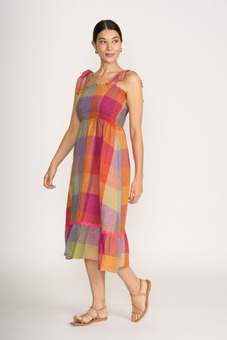 Foil Dress Moral Fibre Fiesta Check | Pink Poppies