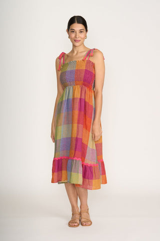 Foil Dress Moral Fibre Fiesta Check | Pink Poppies