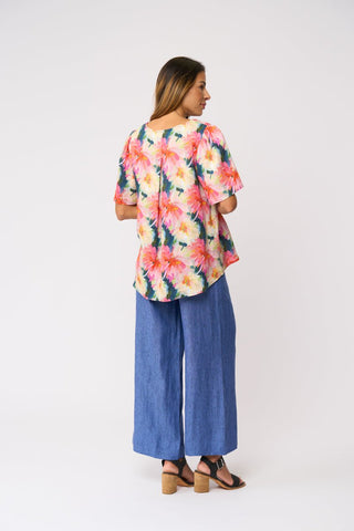 Foil Enchanting Top - Flower Burst | Pink Poppies