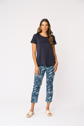 Foil Flare Play Top - True Navy | Pink Poppies