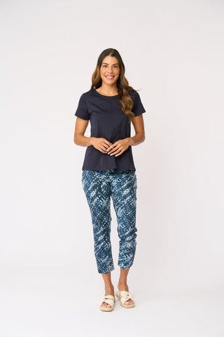 Foil Flare Play Top - True Navy | Pink Poppies