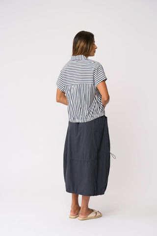 Foil Fresh Pick Shirt - Navy Stripe | Pink Poppies
