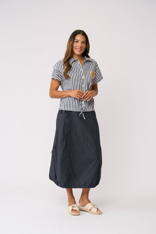 Foil Fresh Pick Shirt - Navy Stripe | Pink Poppies