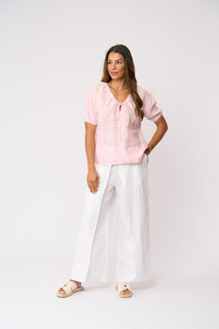 Foil Gathering Force Top - Pale Pink | Pink Poppies