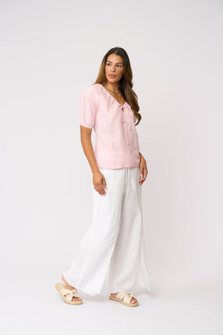 Foil Gathering Force Top - Pale Pink | Pink Poppies
