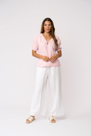 Foil Gathering Force Top - Pale Pink | Pink Poppies