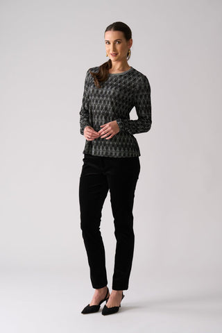 Foil Loominary L/s Top - Black | Pink Poppies