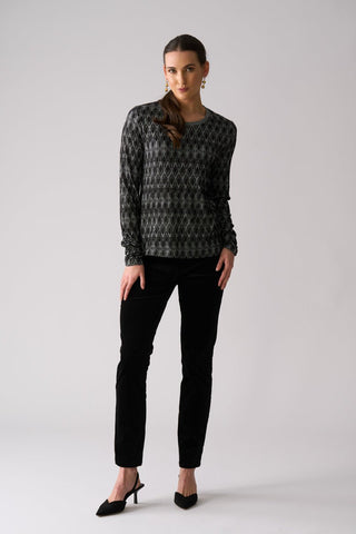 Foil Loominary L/s Top - Black | Pink Poppies