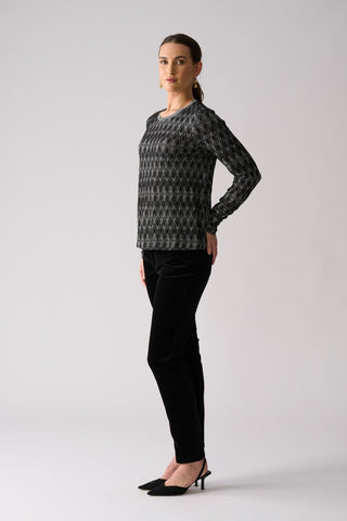 Foil Loominary L/s Top - Black | Pink Poppies