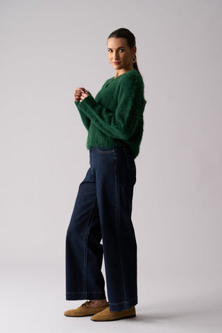 Foil Loop Of Luxury Cardigan - Deep Forest | Pink Poppies