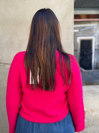 Foil Loop Of Luxury Cardigan - Hot Pink | Pink Poppies