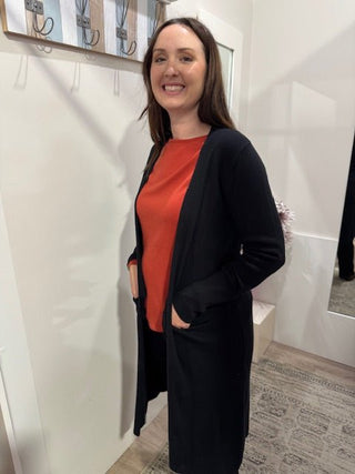 Foil Luxe Line Cardi - Black | Pink Poppies