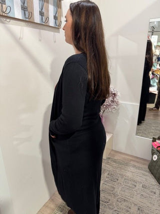 Foil Luxe Line Cardi - Black | Pink Poppies