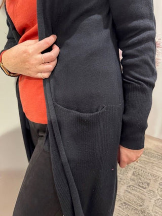 Foil Luxe Line Cardi - Black | Pink Poppies