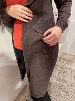 Foil Luxe Line Cardi - Cocoa | Pink Poppies