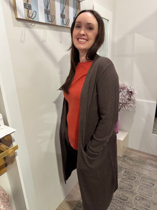 Foil Luxe Line Cardi - Cocoa | Pink Poppies