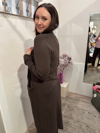 Foil Luxe Line Cardi - Cocoa | Pink Poppies