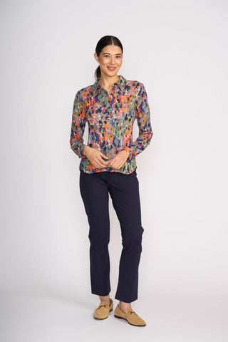 Foil Pic Of The Bunch Trouser - True Navy | Pink Poppies
