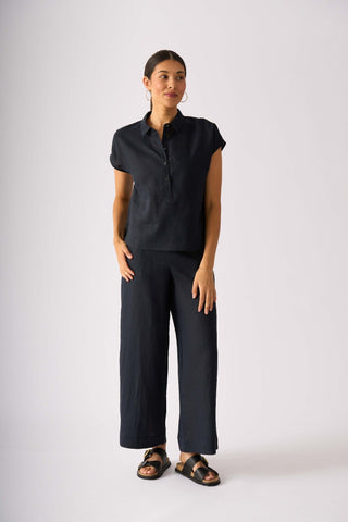 Foil Pocket Rocket Top - True Navy | Pink Poppies