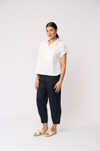 Foil Pocket Rocket Top - White | Pink Poppies