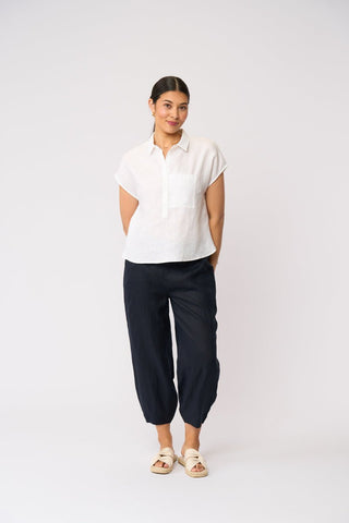 Foil Pocket Rocket Top - White | Pink Poppies