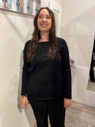 Foil Side Note Sweater - Black | Pink Poppies