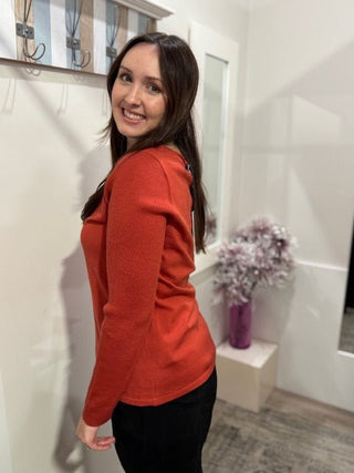 Foil Side Note Sweater - Clay Brick | Pink Poppies