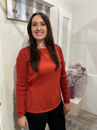 Foil Side Note Sweater - Clay Brick | Pink Poppies