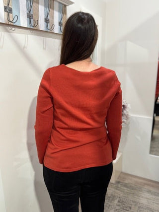 Foil Side Note Sweater - Clay Brick | Pink Poppies