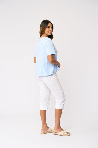 Foil Split Enz Pant - White | Pink Poppies