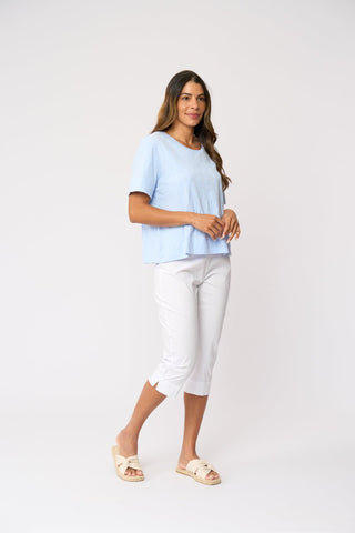 Foil Split Enz Pant - White | Pink Poppies