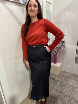 Foil Suave Operator Skirt - Deep Indigo | Pink Poppies