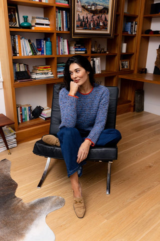 Foil Tip Of Greatness Sweater - Blue Aura | Pink Poppies