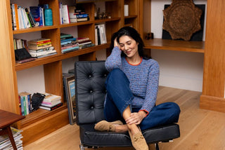 Foil Tip Of Greatness Sweater - Blue Aura | Pink Poppies