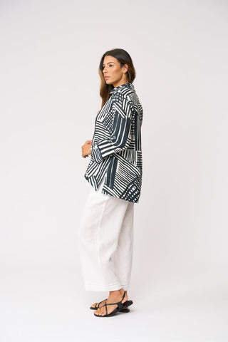 Foil Top Rank Pant - True Navy | Pink Poppies