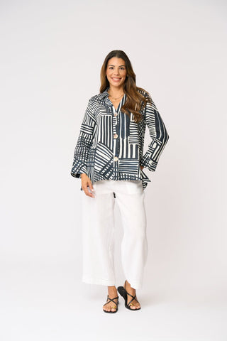 Foil Top Rank Pant - True Navy | Pink Poppies