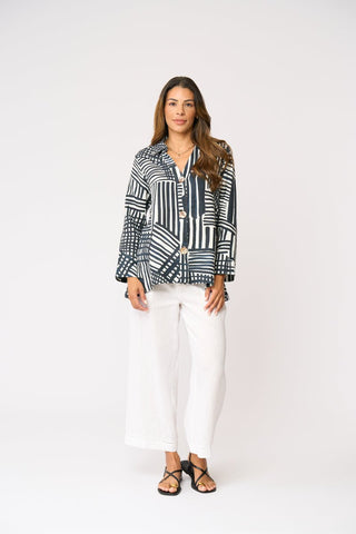 Foil Top Rank Pant - True Navy | Pink Poppies